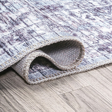 Didim Boho Gray Medallion Washable Area Rug